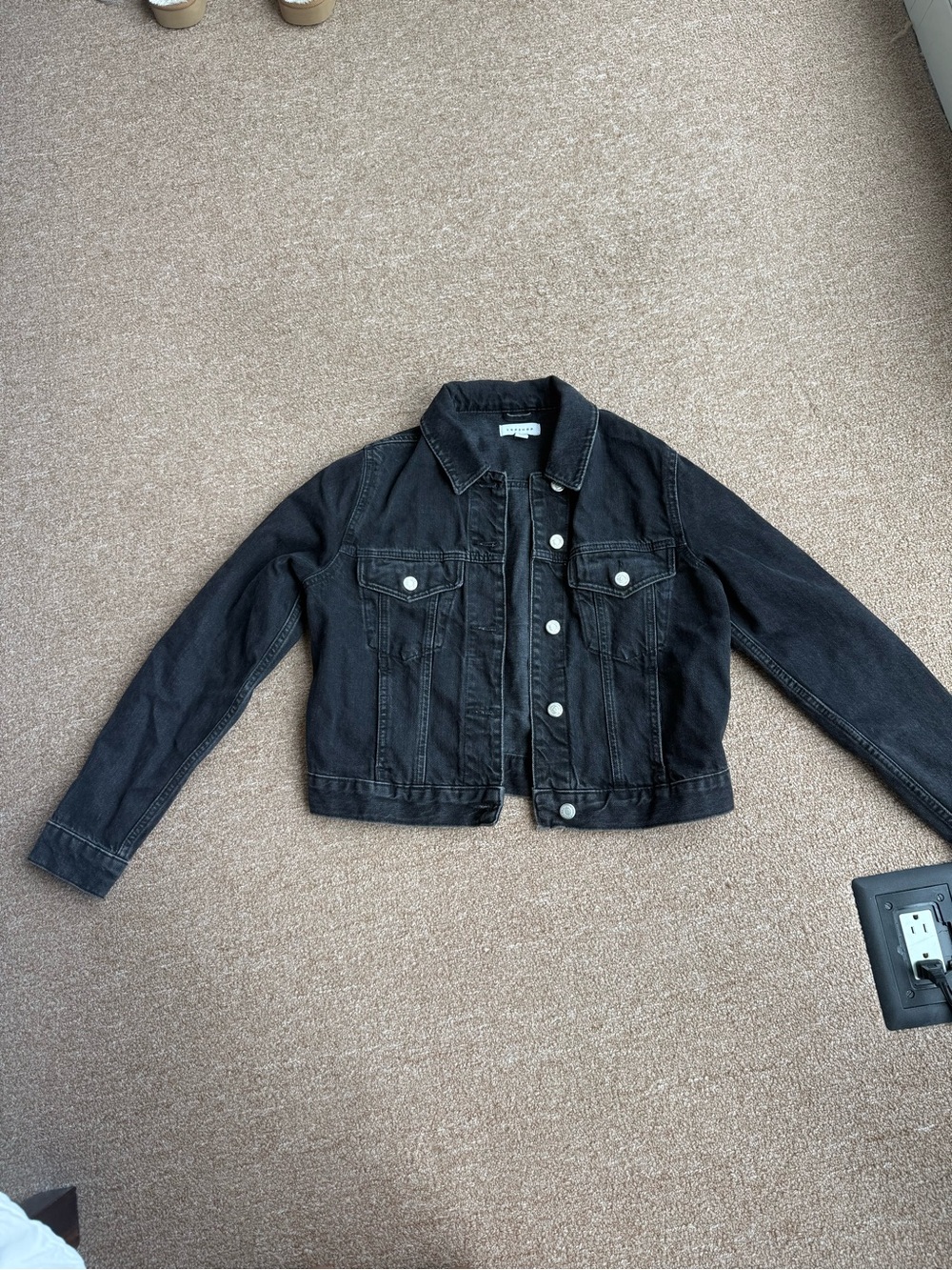 Topshop Black Cropped Denim Jacket